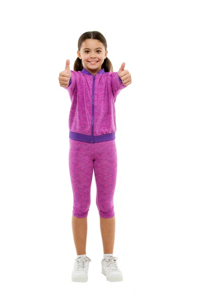 Kid show thumb up. Girl happy totally in love fond of or highly recommend. Thumb up approvement. Kids actually like concept. Girl cute child show thumbs up gesture. Gifts your teens will totally love — Stock Photo, Image