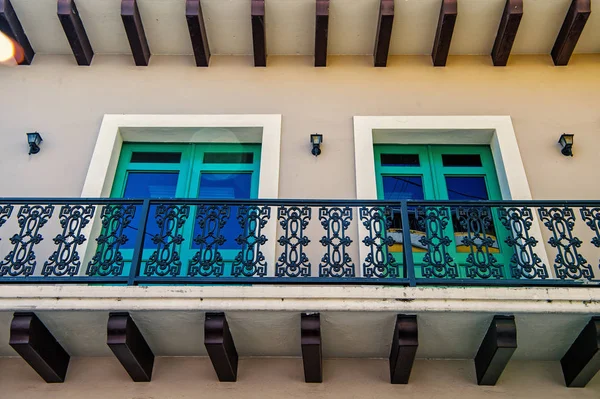 Balcony and two glass windows in San Juan, Puerto Rico