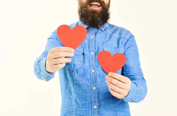 Amor e sentimentos românticos conceito. Homem com barba — Fotografia de Stock