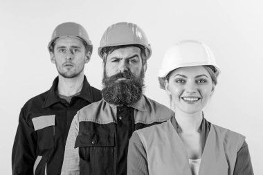 Takım mimarlar, işçi, inşaatçılar farklı insanlar,