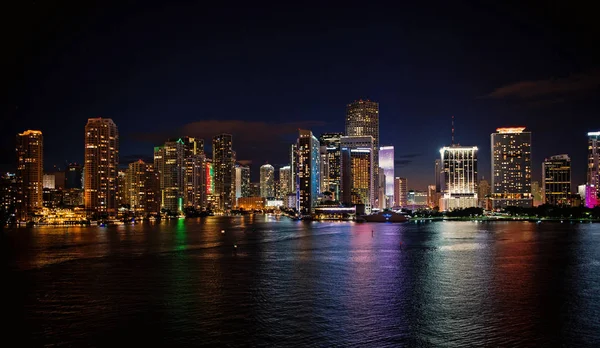 City skyline panorama on night sky in Miami, USA — Stock Photo, Image