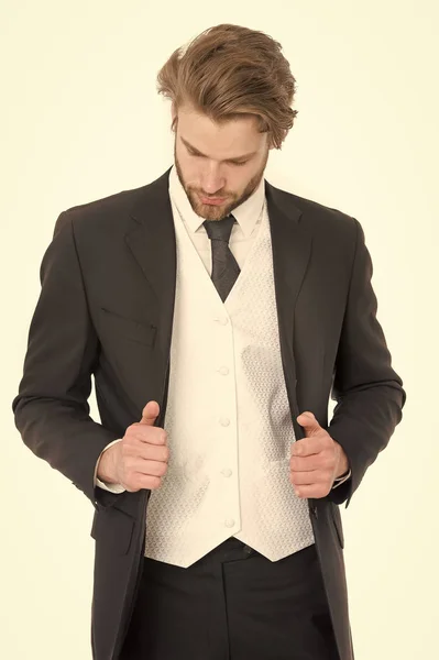 Homem em roupa formal isolado em branco . — Fotografia de Stock