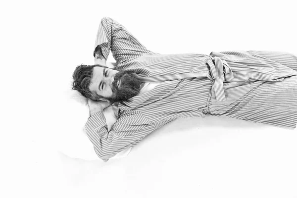 Dormito Bene All Inizio Uomo Rilassa Riposa Sfondo Bianco Uomo — Foto Stock