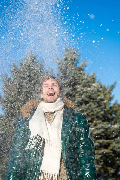 Clima Nevado Abrigo Invierno Moda Feliz Hombre Vacaciones Invierno Vacaciones — Foto de Stock