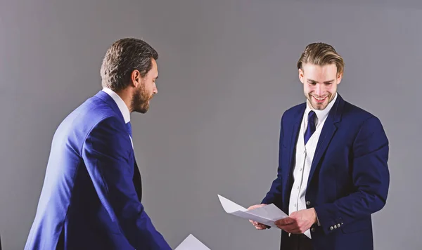 Business and paperwork concept. Men in suit or businessmen — Stock Photo, Image