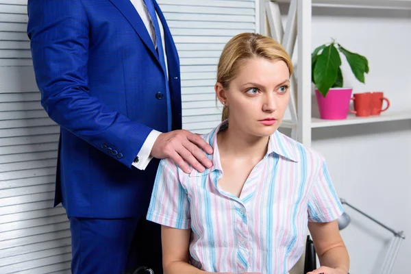 Manager conflict. Sexual harassment at work and workplace. Workforce sexual harassment. — Stockfoto