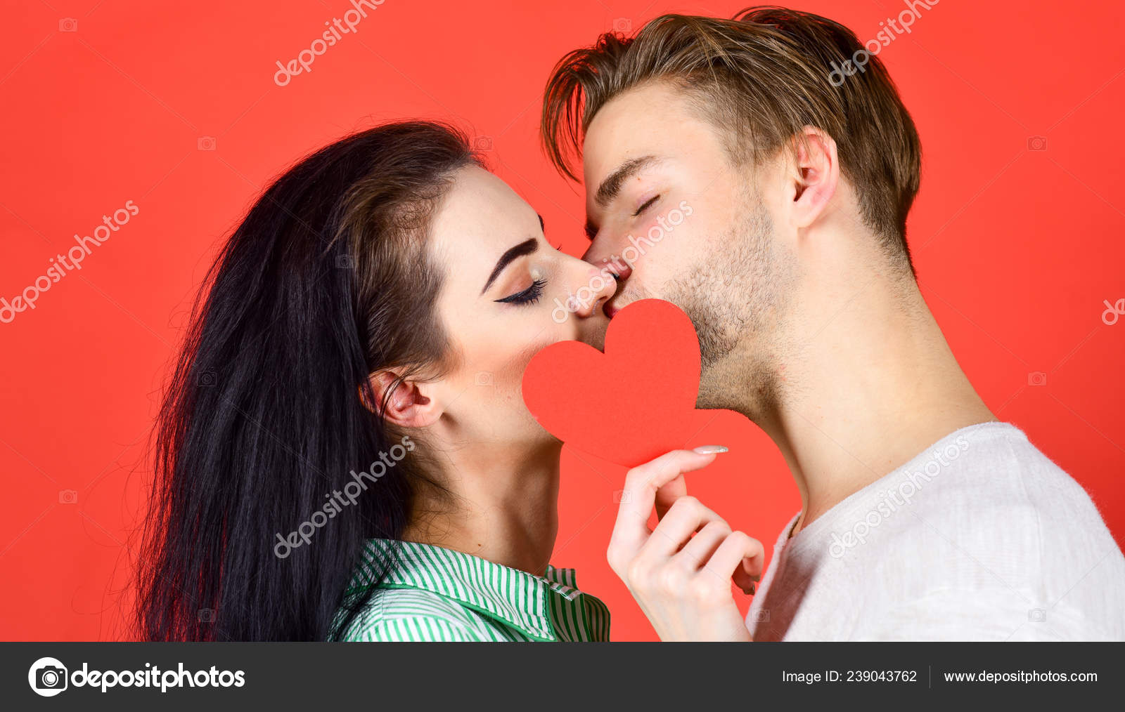 Man and woman romantic kiss. Love and foreplay. Romantic kiss ...