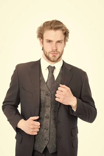 Homem em roupa formal isolado em branco . — Fotografia de Stock