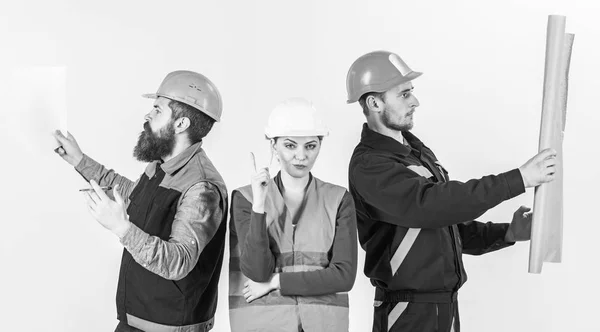 Constructor, arquitecto, técnico de búsqueda de manitas. Concepto de trabajadores contratados . —  Fotos de Stock