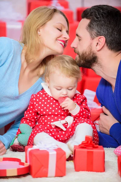 Valentines day concept. Together on valentines day. Lovely family celebrating valentines day. Happy be parents. Perfect celebration. Family celebrate their love. Romantic couple in love and baby girl