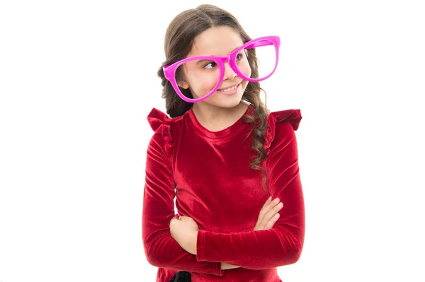 Exercices oculaires pour améliorer la vue. Les filles portent de grandes lunettes. Optique et traitement de la vue. Exercice efficace yeux zoom. Enfant heureux avec une bonne vue. Correction laser. Vision et santé — Photo