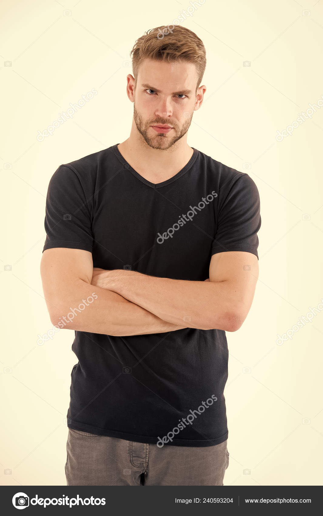 Bearded man with blond hair isolated on white background. Guy with beard on  unshaven face. Man