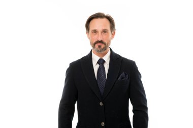 Ismarlama takım elbise her takan yağ çekme. Takım elbise beyler güven duygusu aşılamak. Her biri için mükemmel bir takım. Adam yakışıklı olgun moda model beyaz arka plan üzerinde şık takım elbise giymek