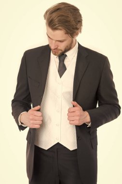 İşadamı veya siyah ceketli ceo.