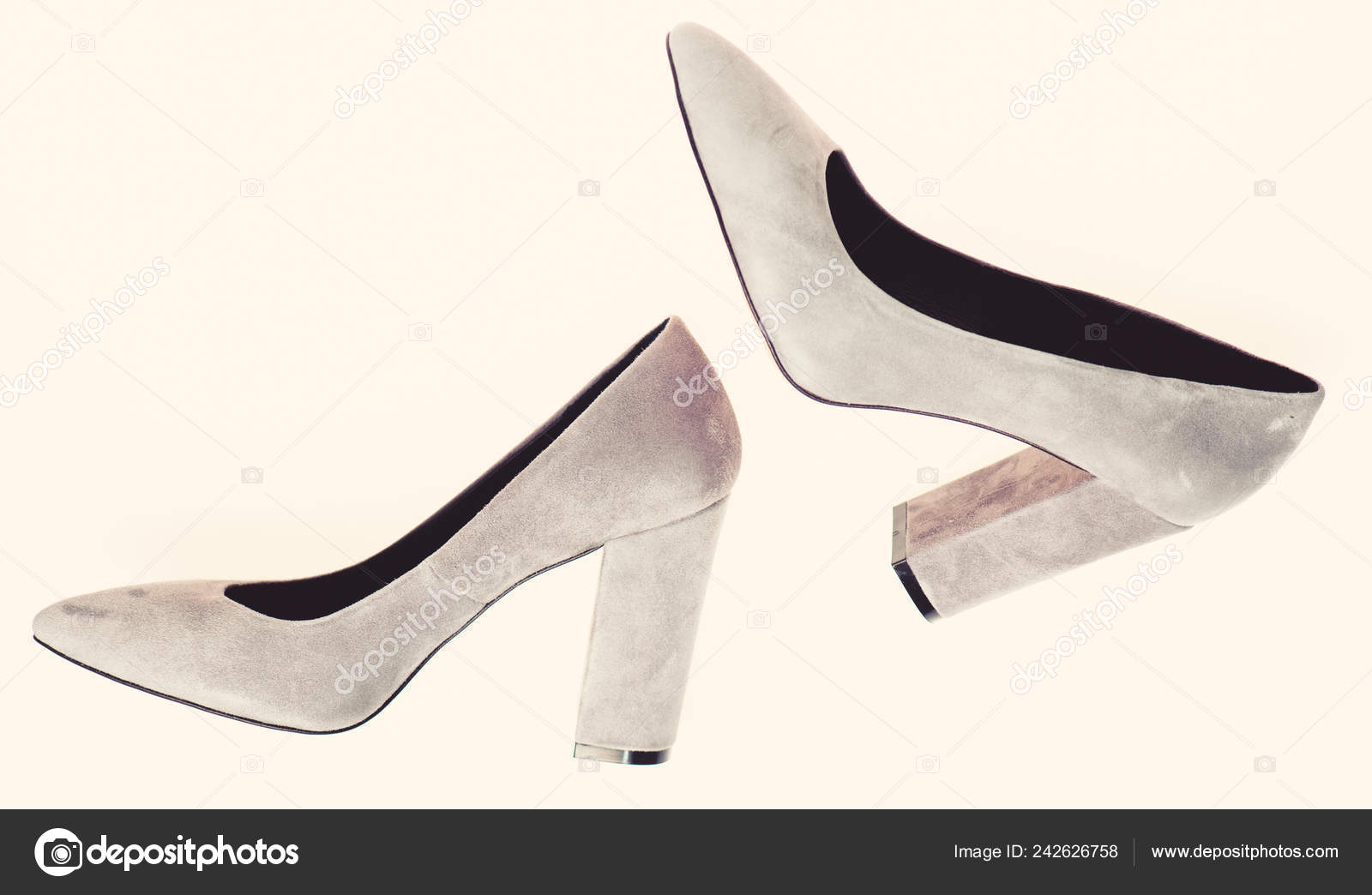 Comfortable High Heels Concept Shoes Made Out Of Grey Suede On