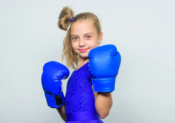 Training with coach. Fight. knockout and energy. Sport success. Boxer child workout, healthy fitness. Sport and sportswear fashion. little girl in boxing gloves punching. Confident boxer — Stock Photo, Image