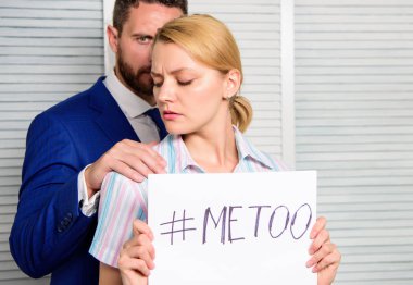 Sexual Harassment at the office. Office colleagues relations. metoo as a new movement. Boss or manager molesting female employee in workplace. clipart