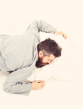 Adam uyuyan, sakin ol, uyku, rüya, beyaz arka plan.