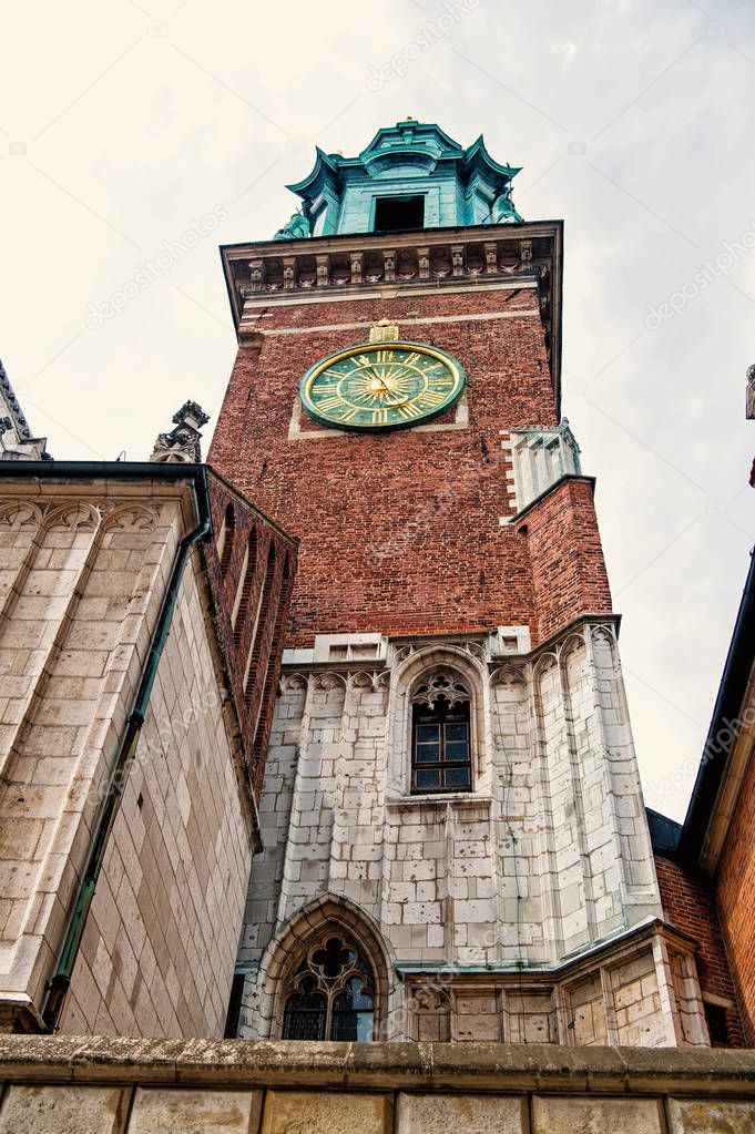 Clock tower in krakow, poland