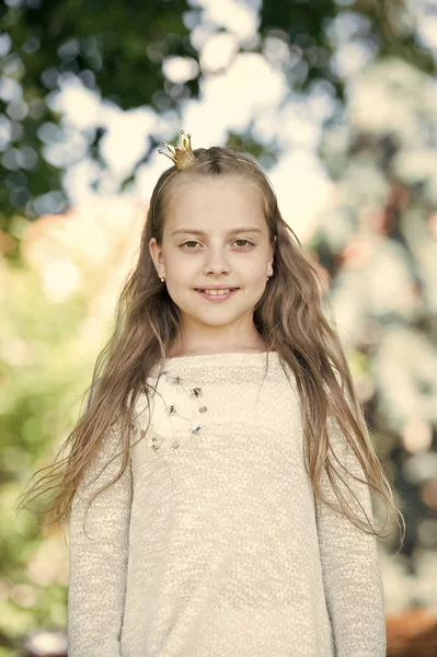 Porträtt av en vacker liten lycklig prinsessa flicka — Stockfoto