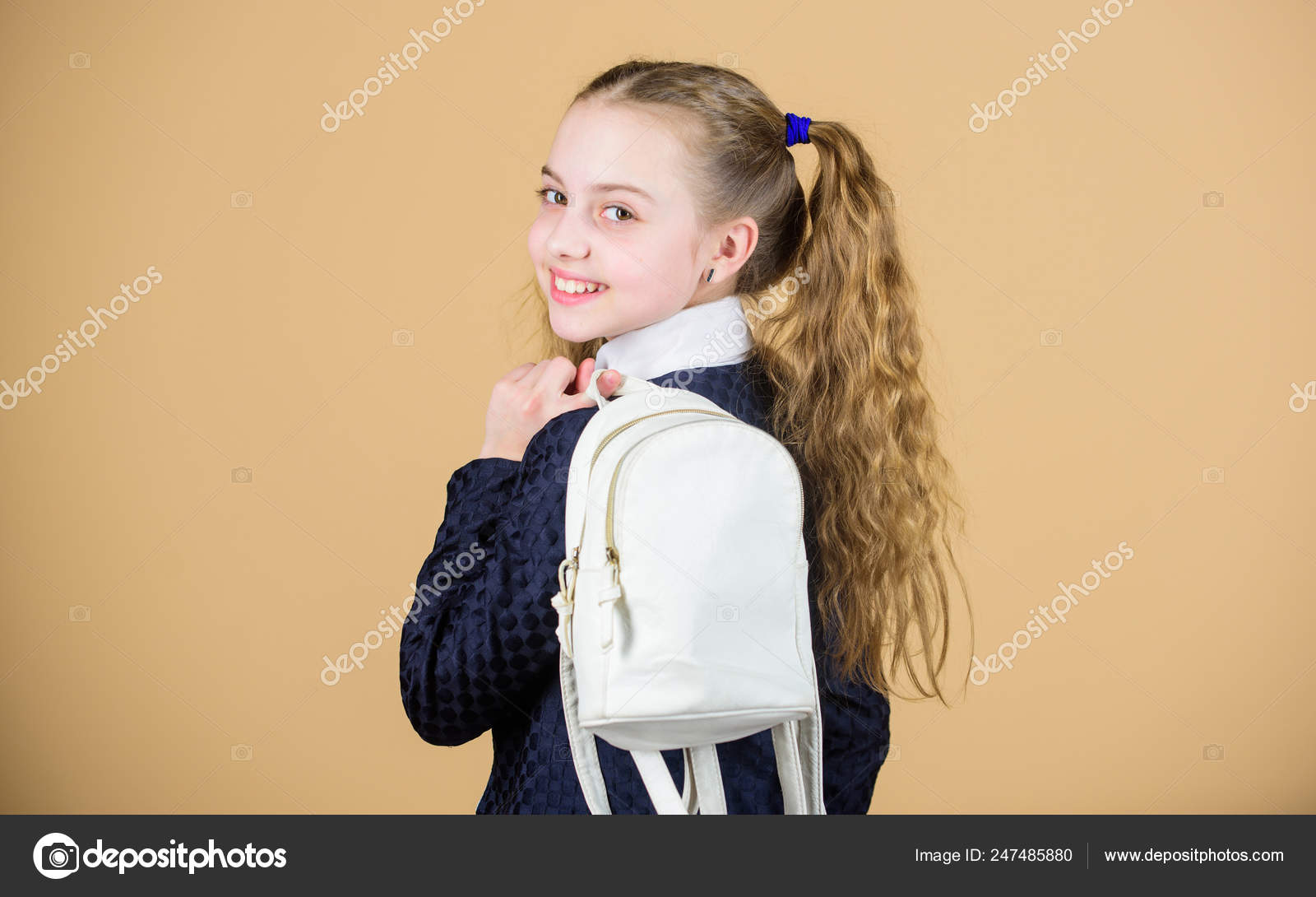 Carrying Things In Backpack Schoolgirl Ponytails Hairstyle With