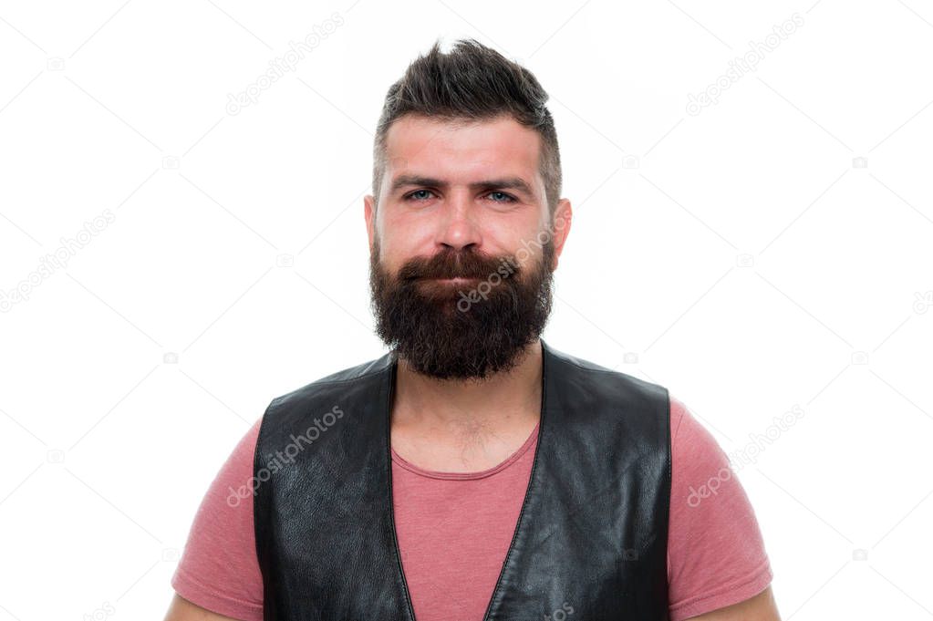 Personal care. Male barber care. upset man hipster. Mature hipster with beard. Bearded man. Hair and beard care. brutal caucasian hipster with moustache. Facial care. Young and brutal