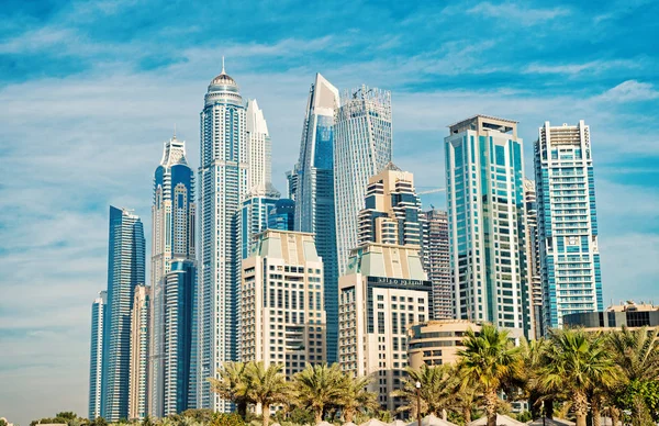 Skyline de Dubai, Emirados Árabes Unidos centro da cidade — Fotografia de Stock