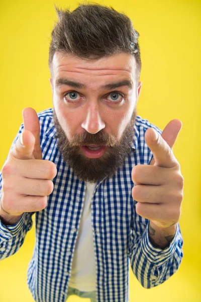 Great job. Barber tips maintain beard. Stylish beard and mustache care. Hipster appearance. Emotional expression. Man bearded hipster stylish beard yellow background. Beard fashion and barber concept