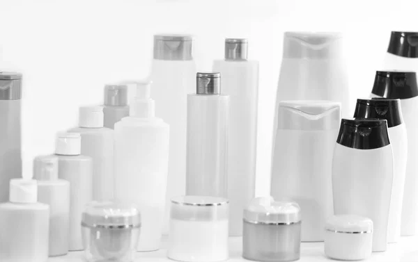 Empty beauty products plastic bottles — Stock Photo, Image