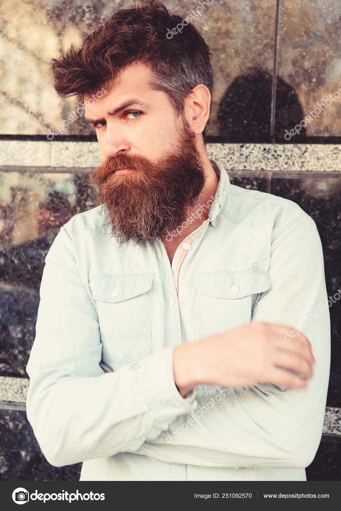 Masculinity Concept Guy Looks Suspicious Hipster With Tousled
