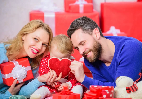 Hearts filled with love. Couple in love and baby daughter. Valentines day concept. Together on valentines day. Lovely family celebrating valentines day. Happy parents. Family celebrate anniversary