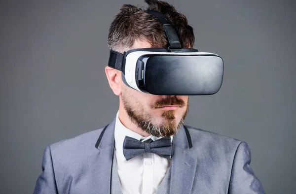 Digital technology for business. Business man virtual reality. Modern gadget. Innovation and technological advances. Business implement modern technology. Businessman explore virtual reality — Stock Photo, Image