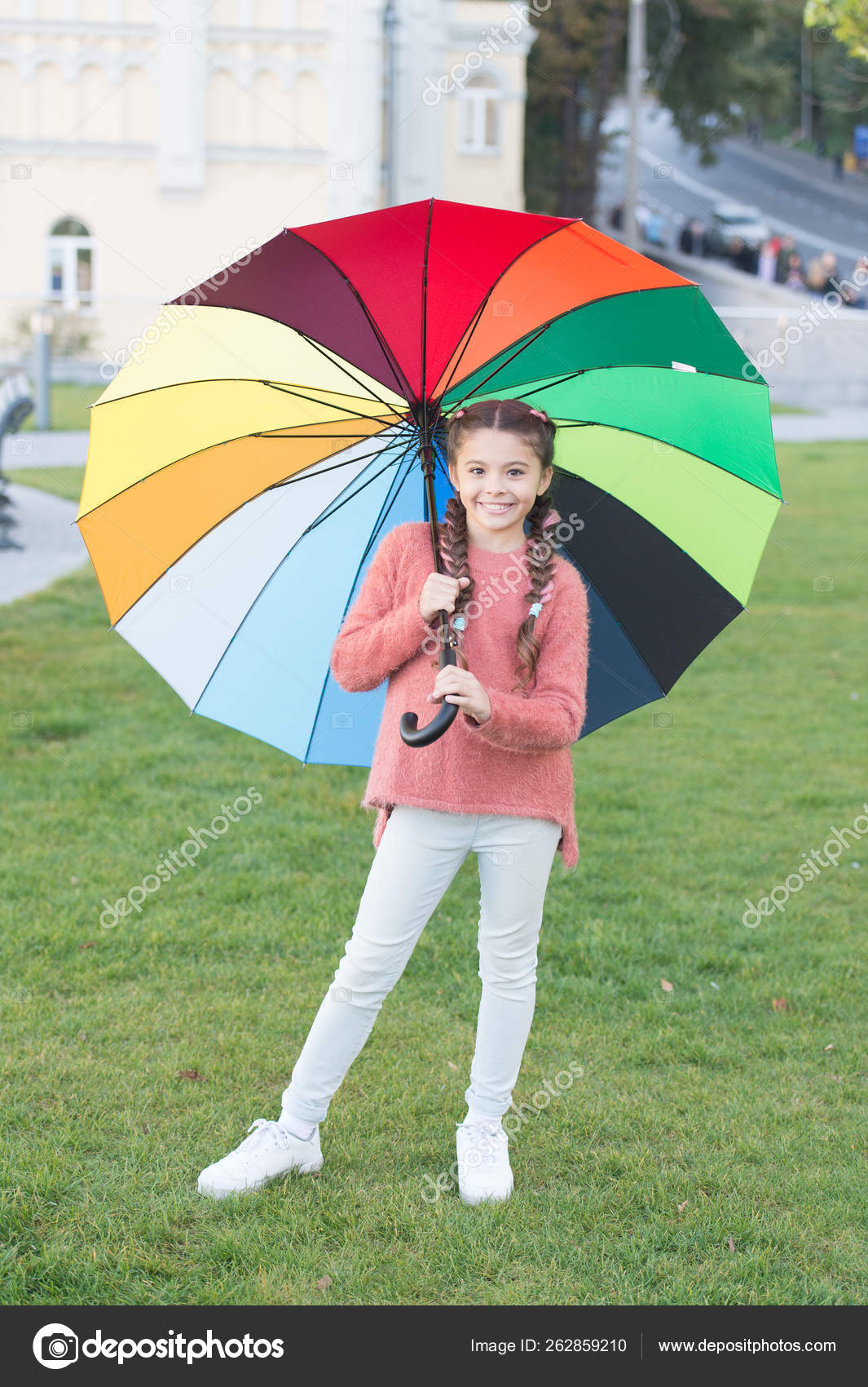 Rainbow After Rain Positive Mood In Autumn Rainy Weather