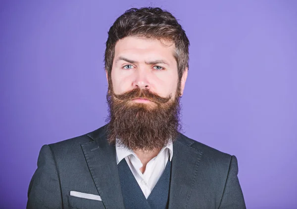 his design is perfect. Bearded man event manager. brutal caucasian hipster with moustache. Businessman in suit. Male formal fashion. Stylish event manager. Mature hipster with beard. event manager