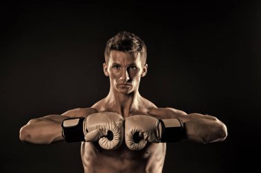 Boksör savaşmaya hazır güçlü elleriyle