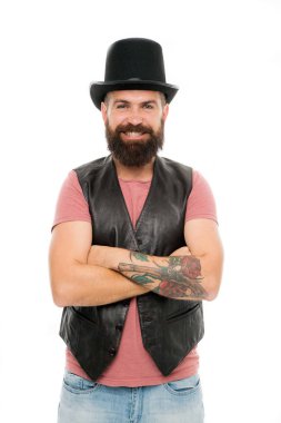 Biraz sihir görmeye hazırım. Sihirbaz karakter. Sihirbaz hile performans kavramı. Sirk sihirbazlık numarası performansı. Sihirbaz sirk çalışanı. Adam sakallı adam neşeli yüz sihirbaz olarak sorunu çözmek