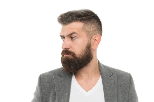 Homem barbudo hipster elegante jaqueta elegante. Casual jaqueta perfeita para qualquer ocasião. Sentindo-se confortável em roupas de tecido natural. Simples e casual. Roupa casual. Vestuário masculino e conceito de moda — Fotografia de Stock