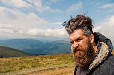 adam hipster veya sakal ve bıyık adam