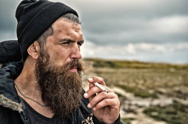 adam hipster veya sakal ve bıyık Sigara İçilmeyen adam