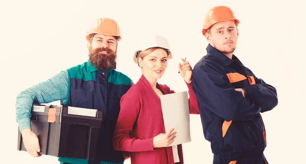 Team of builders concept. Cheerful team of architects — Stock Photo, Image