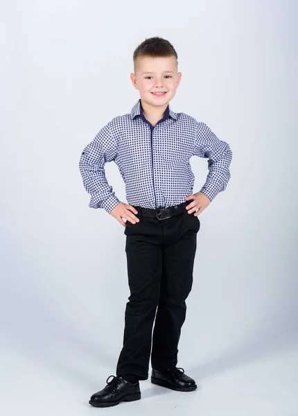 Businessman. Office life. Multimillionaire. confident child with business start up. Modern life. little boss. Ceo direstor. childhood. Business owner. small boy with business look. Welcome on board — Stock Photo, Image