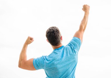 Başarılı atlet. Zafer ve başarı. Şampiyon. Gelecekteki fırsat. Liderlik ve rekabet. İleriye dönük. Gelecek kavramı. Güçlü kas gövdesi güçlü arka görüş hissi