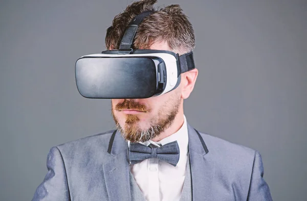 Digital technology for business. Business man virtual reality. Modern gadget. Innovation and technological advances. Business implement modern technology. Businessman explore virtual reality — Stock Photo, Image