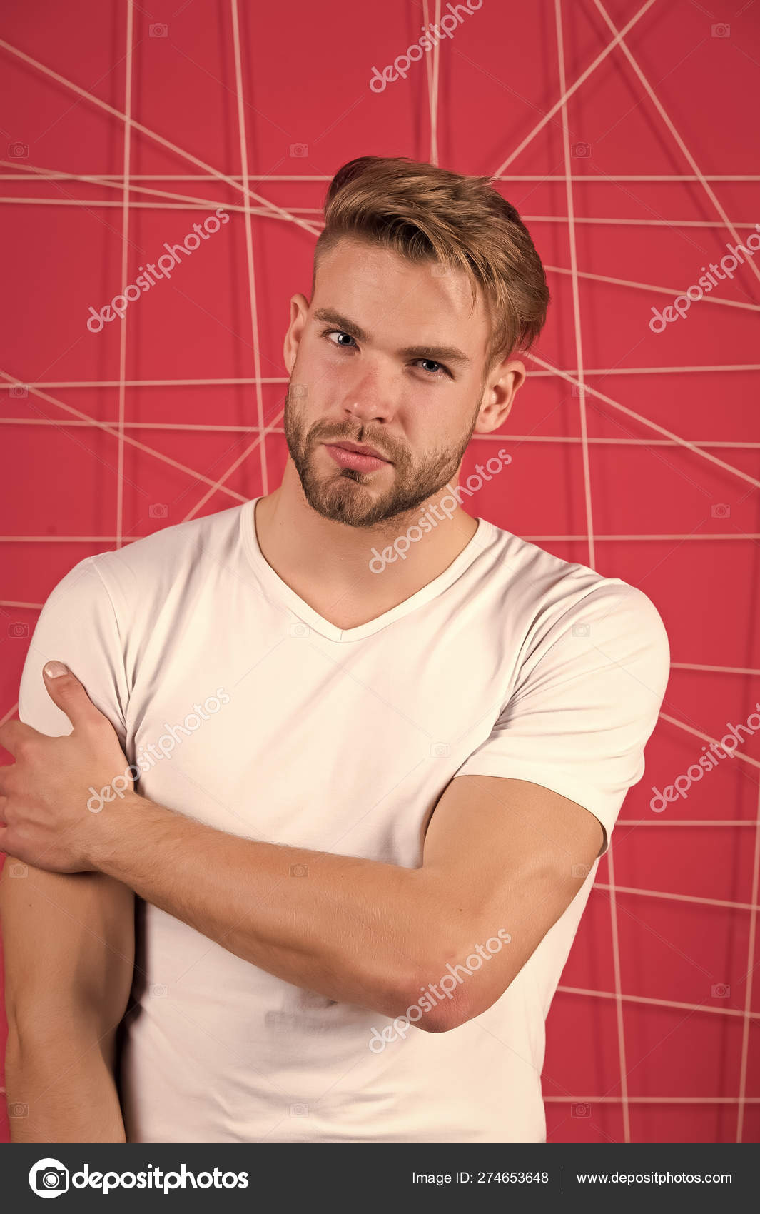 Man bearded guy modern hairstyle in pensive mood pink background. Simple  hacks to make hairstyle better. Use right product styling hair. Confident  with tidy hairstyle. Barber hairstyle tips Stock Photo by ©stetsik