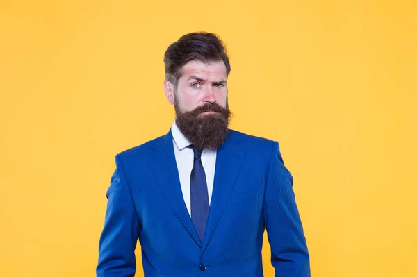 Successful businessman well groomed appearance. Serious motivated entrepreneur. Business people. Challenge everything. Confident businessman handsome bearded man in formal suit. Businessman concept — Stock Photo, Image