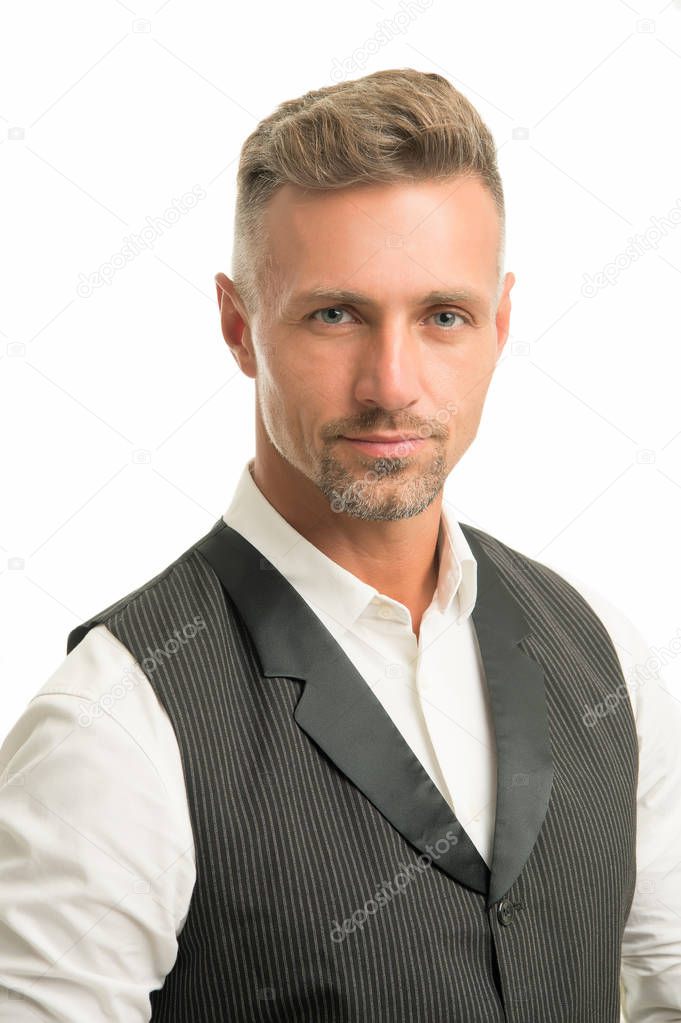 Bristle and facial hair. Natural beauty. Man attractive well groomed facial hair. Barbershop concept. Grizzle hair. Barber hairdresser. Man mature good looking model. What does it mean being macho
