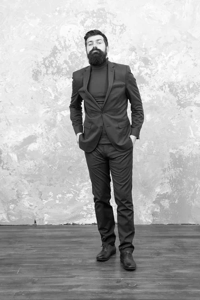 elegant man with beard. Brutal bearded hipster in formal suit. Modern life. Male fashion model in formal suit. Mature businessman walking. Tailor or fashion designer. formal suit for office