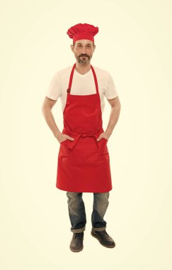 Emin Olgun yakışıklı adam beyaz arka plan. Profesyonel meslek yemek. Yemek pişirmek için üniforma. Restoran şefi. Yemek benim hobi olduğunu. Yemek öğrenin. Benim mutfak için hoş geldiniz. Adam Önlük
