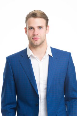 Başarılı bir girişimci gibi görünüyorsun. İş adamı ya da işadamı beyaz üzerine izole edilmiş. Resmi iş kıyafeti nde profesyonel bir adam. Kendine güvenen iş koçu ve akıl hocası. İş adamı