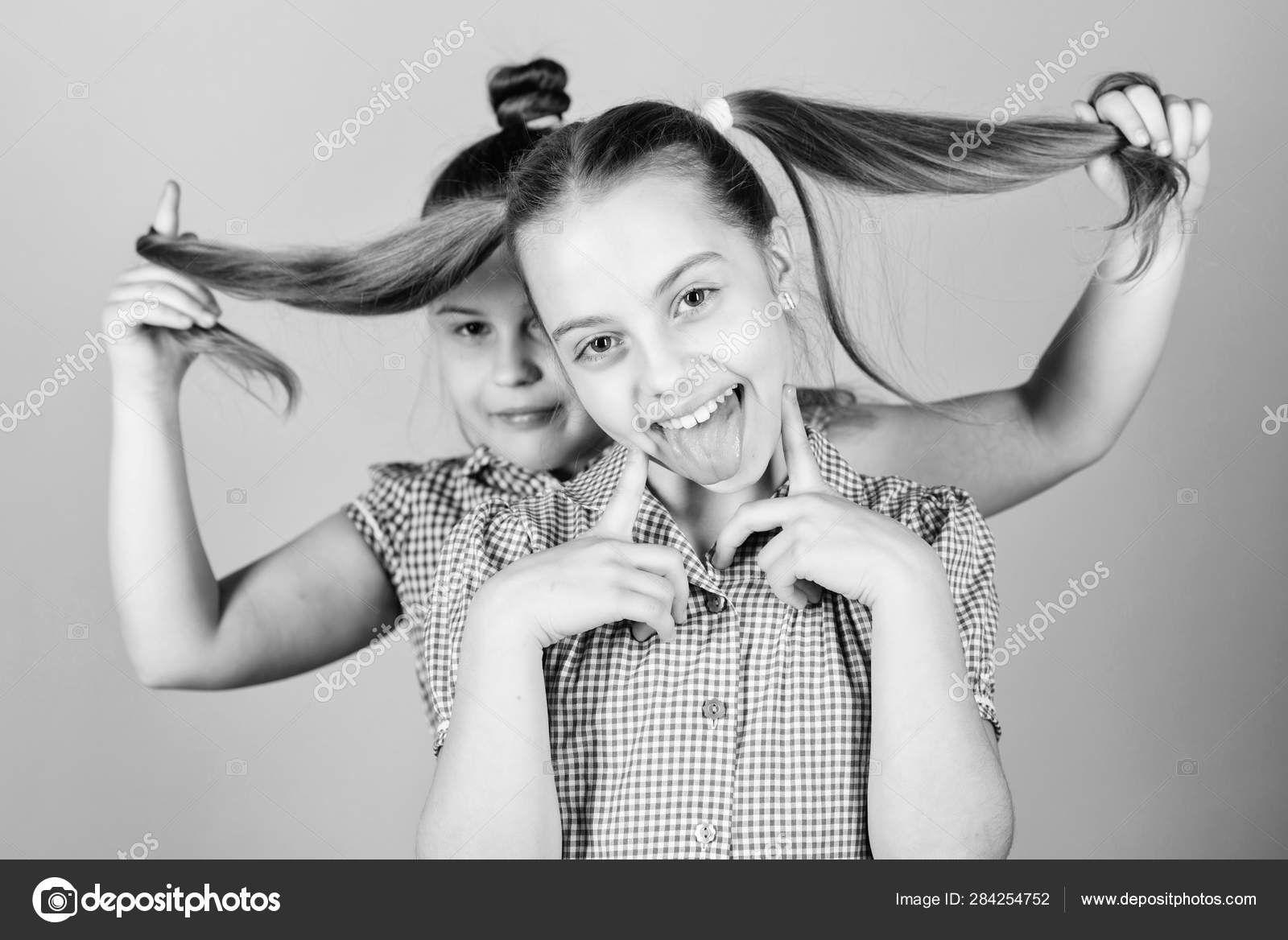 Natural Hair Extensions Little Child Keeping Long Hair Of Her